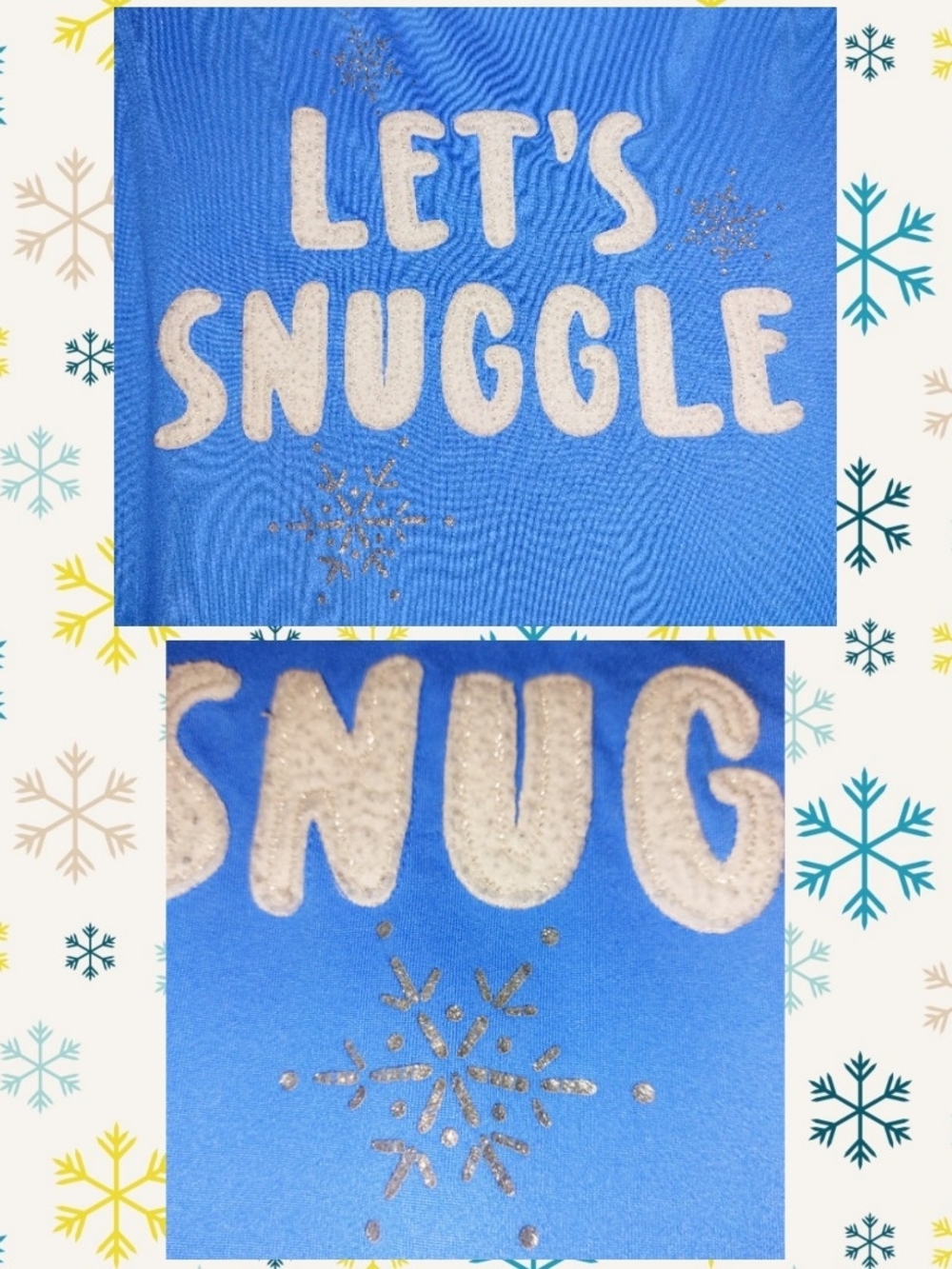 Secret Treasures Blue/Wht/Silver Let's Snuggle Print Knit Nightshirt L/XL(14-18) - Picture 4 of 6